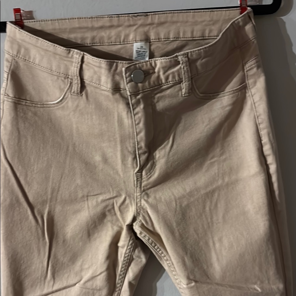 Beige Casual Denim Pants